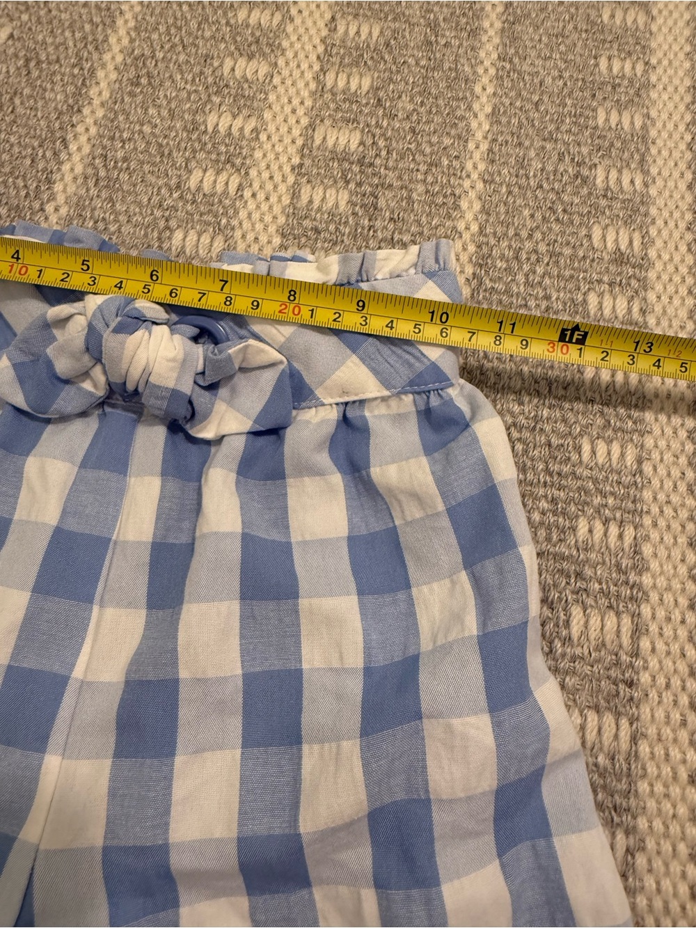 Mayoral Girl’s Size 7 Blue & White Gingham Shorts Bow and Ruffled Waistband - Picture 7 of 8